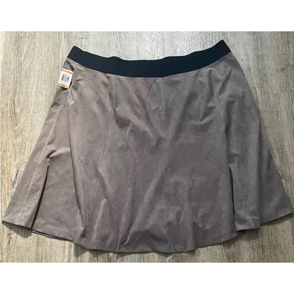 Alfani Plus Size Faux Suede Skirt Taupe 24W